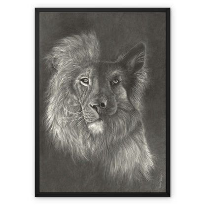 Zara + the Lion  Framed Canvas